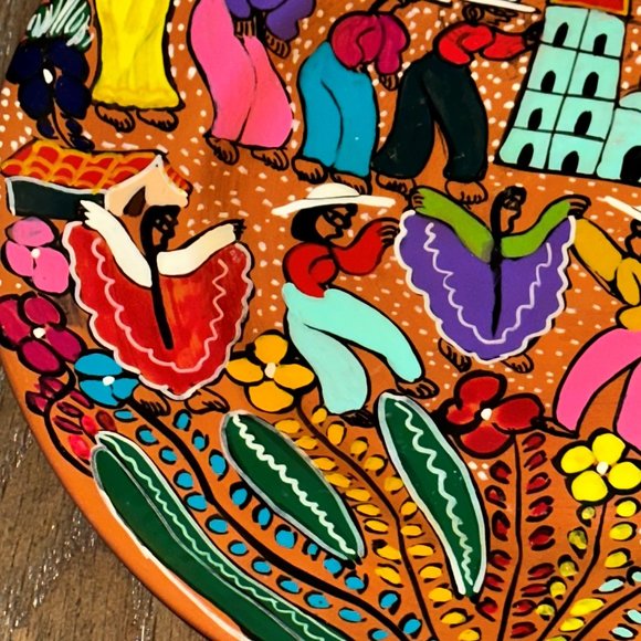 Hand Painted Mexican Folk Art WEDDING Story Plate - Picture 5 of 9